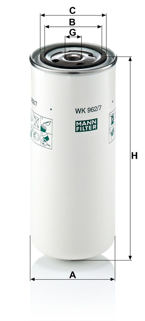 MAZOT FILTRESI VOLVO FH 12  FM 12 420799-4207999-8193841 93-2008   A-93mm B-62mm C-71mm G-M18x1.5 H-212mm